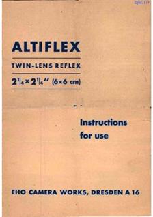 Eho Altiflex manual. Camera Instructions.